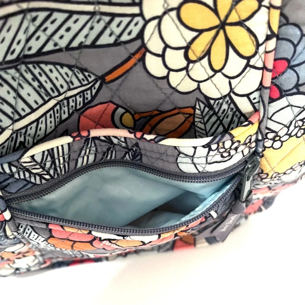 Vera Bradley Quilted Crossbody Bag Gray Floral Retired Pattern - Picture 10 of 14